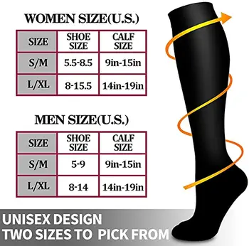 Muškarci Žene Nove Kompresije Čarape 20-30 Mm Hg. Stih Vraćanje Krvotoka Proširenih Vena Njega Putovanja Trčanje Planinarenje Sportske Čarape