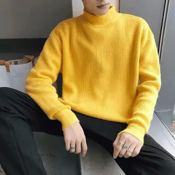 Muški žuti Džemper водолазка pletenje Zima