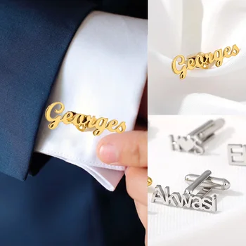 Običaj Inicijali imena Logo Dugmad Dugmad Dugmad Od nehrđajućeg Čelika sa ugraviranim Zlatna Boja Kopču za kravatu Gospodo Vjenčanje pribor za tie