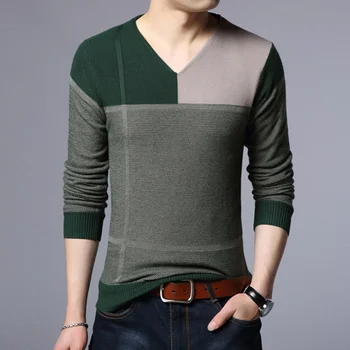 Novi muški džemper, trendy i casual džemper sa V-izrez, pogodan u boji pulover, džemper s низом, muška odjeća, džemper