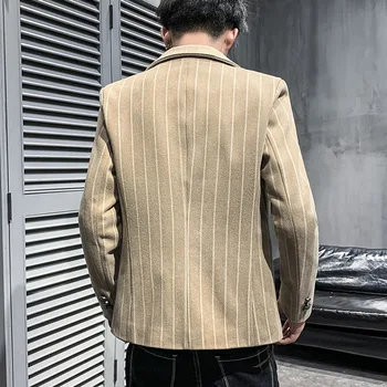 2021 muški jesen novi stil u vertikalnu traku trend casual odijelo mladih debeli blazer na jedan preklopni