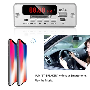 Topla Bluetooth V5.0 Modul Naknade Dekodiranje MP3 Bežični USB MP3 player Utor za kartice TF / USB / FM / Daljinski Upravljač Za auto Telefon sa zvučnikom