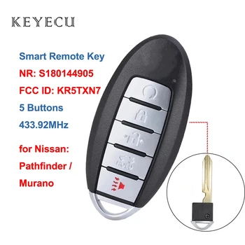 Keyecu S180144905 Pametan Daljinski Privezak za ključeve, 5 Tipki 433,92 Mhz 4A za Nissan Pathfinder Murano 2019 2020 FCC ID: KR5TXN7
