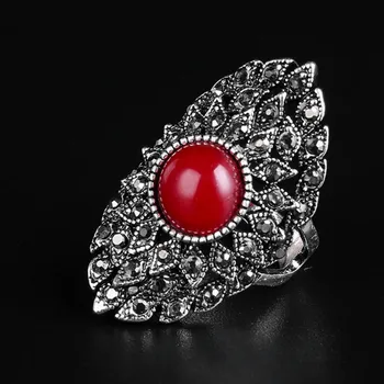 Boemski Stil Antikvitetno Prsten za žene Vintage Nakit Crna/Crvena Kamena Iz Tar. Turske Ženske Etničke Prsten