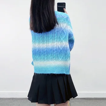 Skakači Viantage Gradient trodimenzionalni džemper s cvjetnim uzorkom B Jesen korejski Slobodan Dugi rukav O-ncek Mekana voštana ženske majice