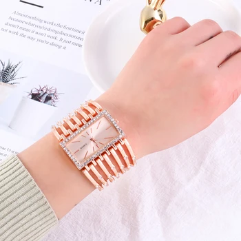 Novi Trendi ženski kvarcni satovi Luksuzni Zlatnu narukvicu s dijamantima satovi za žene Ženski Ručni sat Reloj Mujer Besplatna dostava
