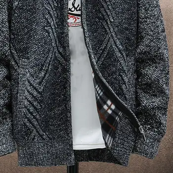 Pletene Muški kardigan dugih rukava 2021 Jesen Zima Geometrijski uzorak Ovratnik-satna Džemper, Kaput odjeća