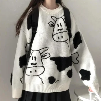 Stil Faksu Jesen i Zima Novi Pulover s Slatka Krava Džemper Studentica Koreanska Verzija Slobodan Vanjski Džemper, Kaput Trend