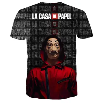La Casa De Papel Majica sa 3D ispis Za žene i Za muškarce Veste kratkih rukava Novac Pljačka Papir Kuća Svakodnevno Ulica odjeća Majice
