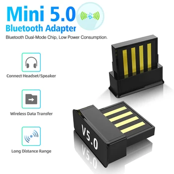 Bluetooth-kompatibilni Odašiljač 5.0 Prijemnik Dual TR Bežični Ključ Mini-USB Adapter BT Stereo Audio Prijenosni PC Telefon za Automobil