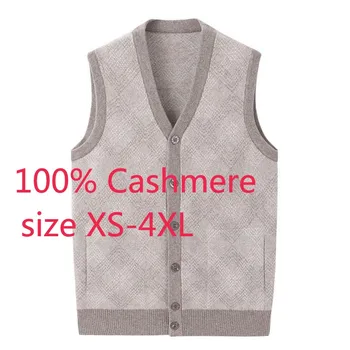 Nova Moda Visoke Kvalitete Pure Cashmere Muški Prsluk Bez rukava Pletene kardigan Ca Casual džemper sa V-neck, Plus Veličine XS-3XL 4XL