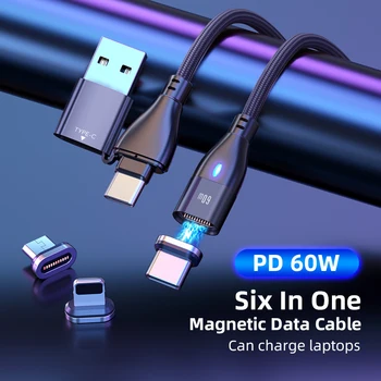 Melonboy 60 W Magnetski Kabel 3A Brzo Punjenje Tip C Kabeli Micro USB 11-pinski Kabel Za Punjenje Telefona Žica Za Laptop iPhone Xiaomi