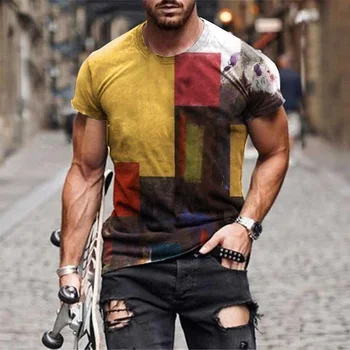 2021 ljeto novi europski i američki trend modni odjeća muška t-shirt 3D ulične mode негабаритный s kratkim rukavima plus size shi