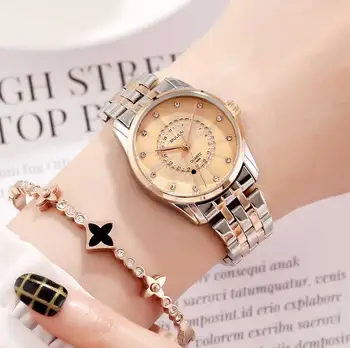 Luksuzni satovi kvarcni satovi Ženski vodootporan čelične ženski sat-narukvica Ženski sat Relogio Feminino Montre Femme