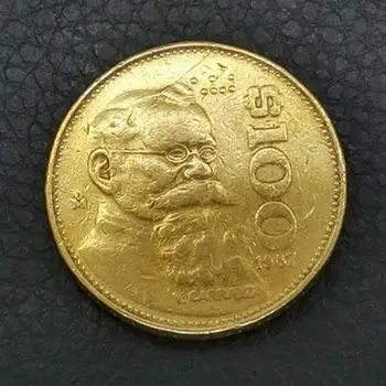 Meksiko 100 pesosa латунная novčić 1984-1990 stare Pravi Originalne Kovanice Kolekcija Casual godinu dana Besplatna dostava