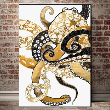 Akvarel Hobotnica Apstraktne Morske Životinje Tisak Plakata na platnu Slika Zidni Umjetničke Slike za Dnevni boravak Uređenje Doma