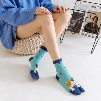 Ulične mode Za žene Čarape sa dva prsta u japanskom stilu Šarena Mačka Djevojka iz crtića Харадзюку Sretne čarape sa čarapama Novost Topla rasprodaja