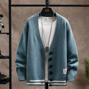 Vrh grade Novu Jesensko-zimski Modni brand Pletene muški kardigan Džemper Crna Korejski Svakodnevne Kaput Jakna Muška Odjeća 2021