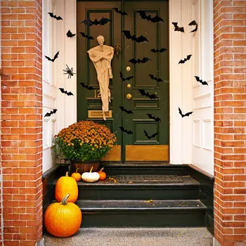 16шт Halloween 3D crni šišmiš Naljepnice za zid Halloween party DIY dekorativna naljepnica zid Halloween horror šišmiši Udaljiti naljepnice