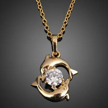 Raskošne ogrlice za žene Romantični par Nakit Inlay kristali Zlatne boje Ribe Delfin Privjesak Lanac svakodnevno ogrlica Poklon