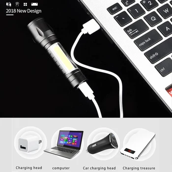 Mini Prijenosni led svjetiljka USB punjiva Svjetla taktika zoom 3 model je Vodootporan svjetiljka za kampiranje Ugrađena baterija