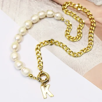 3 Kom. Biserna ogrlica ručno metalni lanac Biserna ogrlica zlatno pismo ogrlice za žene nakit, modni dodaci