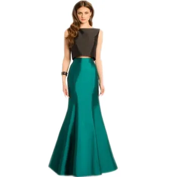 Tamno Zelena Suknja Sirena s individualnim Linija struka zatvarač Dužine Do poda Duga suknja Maxi sa postavom Svijetle Satin Suknje Za žene