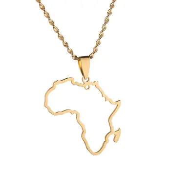 Nehrđajući Čelik Zlatne Boje Karta Afrike Privjesak Ogrlice Modni Afričke Kartice Lanca Nakit