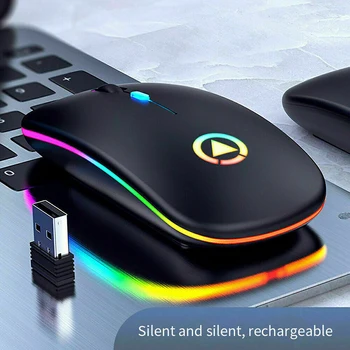 Ergonomski Gaming Miš za prijenosna RAČUNALA od 2,4 Ghz Bežični Optički Miš USB-Punjive Bežični Miš RGB za prijenosna RAČUNALA s led pozadinskim osvjetljenjem