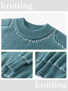 Fansilanen Ured lady Lijeni džemper Ženski jesensko-zimski dizajn je Slobodan Novi 2021 Plavi Okrugli izrez pulover Džemper za žene