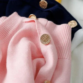 Korejski Modni slobodan džemper na ton boja Za žene Jesen 2021 Novi pulover kontrastne boje s okruglog izreza, pletene top ženski