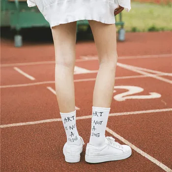 Modni pamučne muške/ženske čarape sa slovima posade visoke kvalitete s po cijeloj površini u stilu hip-hop marke tide zanimljiva novost bijele скарпетки