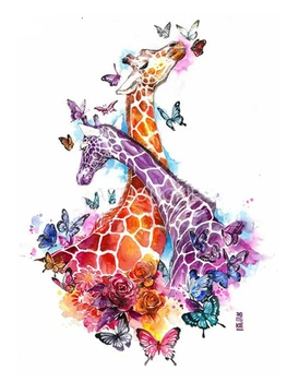 Cijela Kružna Diamond Slikarstvo Pare Žirafe Fantasy 5D Diy Diamond Vez Šarene Apstraktne Setovi za crtanje Životinja Uređenje doma