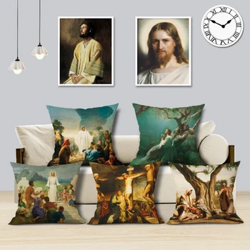 Isus Krist je Umjetnost Navlake za jastuke Vjere ulje na platnu Dekorativna Jastučnica 45x45 cm Lana Jastuci Presvlaku za kauč Dekor