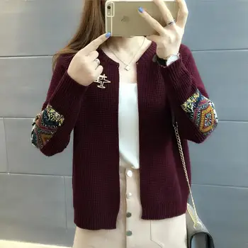 2021 Proljeće i Jesen Pletene Kardigan džemper Ženski Kratak Stil Korejski odjeća Ženska odjeća dugih rukava Debela ženska