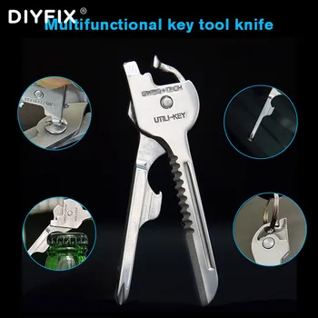 DIYFIX Multifunkcionalni Ključ Sklopivi nož Od Nehrđajućeg Čelika Mini-Švicarski Nož Kreativno Tehnologija Vanjski EDC Privjesak za ključeve Ručni alati
