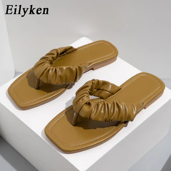 Eilyken Novi Dizajn Nabora s trga vrhom Trendi ljetne ženske japanke Papuče Žute Svakodnevne ulične pomični cipele