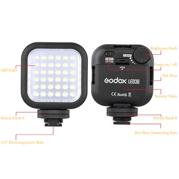 Godox LED36 5500-6500 NA Skladište Led Rasvjeta Slr Led LED36 Vanjski Svjetlo za Fotografiju za slr kamera Kamera mini dvr