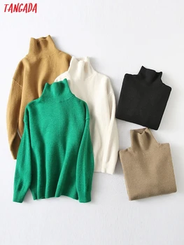 Тангада Za žene Gusta zelena водолазка pletene Kardigan džemper Elegantne Ženske pulover velike veličine Šik vrhovima YU63