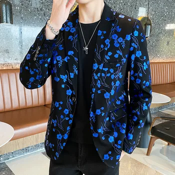 2021 Muška proljeće - jesen moda Personalizirane blazer s po cijeloj površini Mladih tanak casual blazer s cvjetnim uzorkom jakna