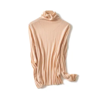 Vuneni pulover s visokim воротом Nalik na tanak džemper od čiste vune u osnovnom stilu Ženski tanak džemper Top