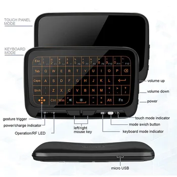 2,4 Ghz Mini Bežična Tipkovnica S pozadinskim Osvjetljenjem qwerty na cijelom Miš Touchpad Kombinirani Punjiva Daljinski Upravljač za PC,Android Tv Box,HTPC