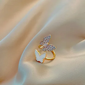 Ženski prsten Otvaranje Podesiv Prsten za kažiprst sa štrasom Double ring-leptir Luksuzni Nakit Pribor za temperamenta djevojčice