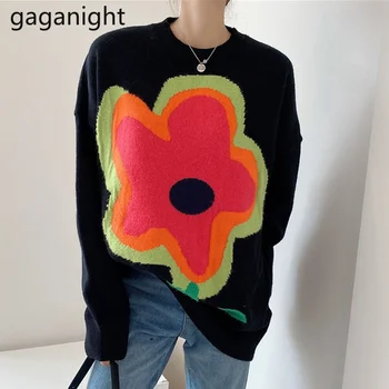 Gaganight Harajuku Ženski džemper s velikim cvijetom Pletene Modni jesensko-zimskom pulover Femme Dar Božićni pulover 2021 Vrhovima