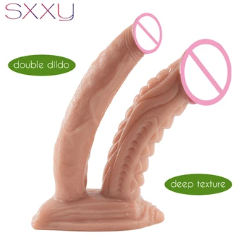 SXXY Double Penetration Realan Dildo za žene Long Krivulja Penis Lesbian Potiču Strapon Adult Sex Igračke Masturbator G-Spot