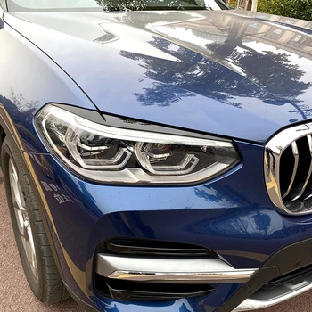 Za BMW X3 X4 G01 G02 2018-2020 Sjajna Crna prednja svjetla Za obrve prednji far za doba Prednji Glavu Svjetlo Vozila Poklopac Žarulje Maska Maska